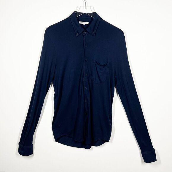 Cotton Citizen Mens Size Small Blue Presley Button Down Slub Cotton Jersey Shirt - Picture 2 of 10